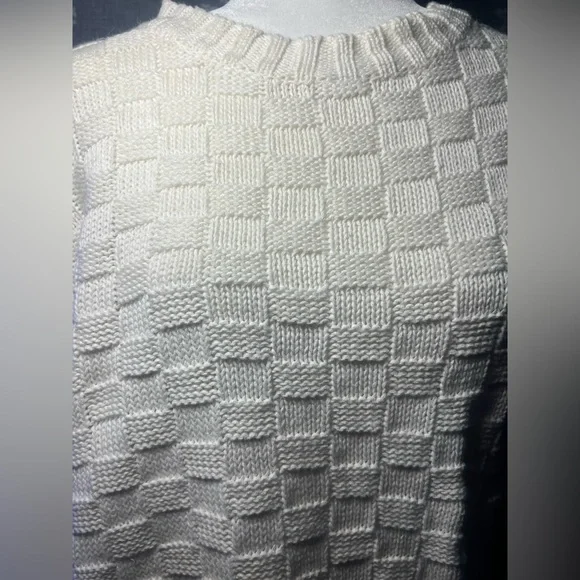Vintage Gap 90s White Textured Knit Sweater Small Cozy Minimalist - Picture 9 of 15